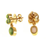 Cabochon Peridot Triad Earring with swinging oval peridot drop
