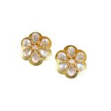 Moonstone and Diamond Daisy Earrings