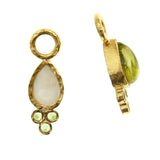 Vertical Cabochon Pear Shape Peridot Earring Charms with Bottom Peridot Triad