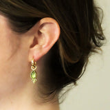 Vertical Cabochon Pear Shape Peridot Earring Charms with Bottom Peridot Triad