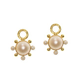 White Mabe Pearl Earring Charms with pearl and gold dot halo