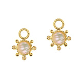 White Mabe Pearl Earring Charms with pearl and gold dot halo