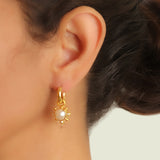 White Mabe Pearl Earring Charms with pearl and gold dot halo