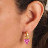 Cabochon Pink Tourmaline Triad Earring Charms for Hoops
