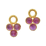 Cabochon Amethyst Triad Earring Charms for Hoops