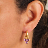 Cabochon Amethyst Triad Earring Charms for Hoops