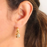 Square Gold and Diamond Earring Charms for Hoops