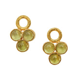 Cabochon Peridot Triad Earring Charms for Hoops