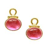 Pink Venetian Glass Intaglio "Cab Equestrian" Earring Charms with Topknot