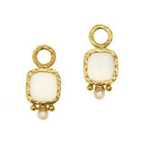 Cerulean Venetian Glass Intaglio "Square Putto" Earring Charms With Pearls for Hoops