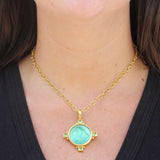 Nile Venetian Glass Intaglio '"Hound Head" Pendant with Square Cabochon Peridot