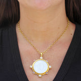 18th Century Gambling Counter Pendant with Pearls and Moonstone