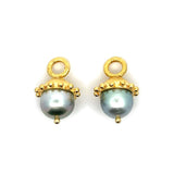 Silver Pearl Drops For Hoops with Granulation Earring Charms