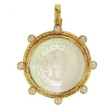 18th Century Chinese Gambling Counter Pendant with Pearls