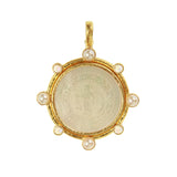 18th Century Gambling Counter Pendant with Pearls and Moonstone