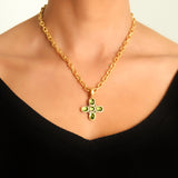 Peridot "Clover" Pendant With Faceted Peridot and Clip Bale