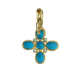 Sleeping Beauty Turquoise "Clover" Pendant With Clip Bale and faceted blue zircon