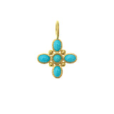 Sleeping Beauty Turquoise "Clover" Pendant With Clip Bale and faceted blue zircon (Copy)