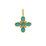 Sleeping Beauty Turquoise "Clover" Pendant With Clip Bale and faceted blue zircon (Copy)