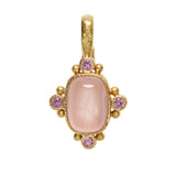 Vertical Cushion Rose Quartz and Pink Sapphire Pendant