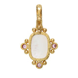 Vertical Cushion Rose Quartz and Pink Sapphire Pendant