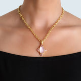 Vertical Cushion Rose Quartz and Pink Sapphire Pendant