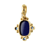 Vertical Cushion Lapis Pendant with blue sapphires on hinged bale