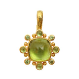 Cushion Cut Cabochon Peridot and Faceted Demantoid Garnet Pendant