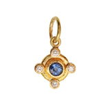 Blue Sapphire and Diamonds Jump Ring Pendant