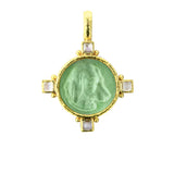 Nile Venetian Glass Intaglio '"Hound Head" Pendant with Square Cabochon Peridot