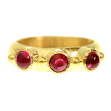 Round Cabochon Ruby Stack Ring with Gold Dots