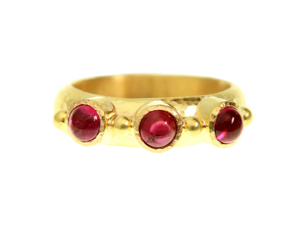 Round Cabochon Ruby Stack Ring with Gold Dots – The Definitive ...