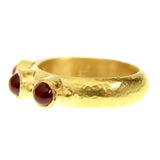 Round Cabochon Ruby Stack Ring with Gold Dots