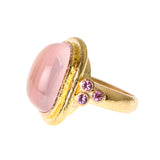 Large Vertical Cushion Rose Quartz and pink sapphire ring