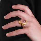 Large Vertical Cushion Rose Quartz and pink sapphire ring