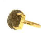 Labradorite Scarab Ring With thin Hammered Prongs
