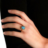 Labradorite Scarab Ring With thin Hammered Prongs