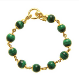 Round Malachite Bead Link Bracelet with Circle Clasp