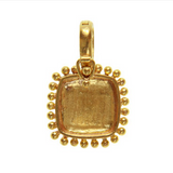 Gold Cushion "Bee" with Granulation Pendant