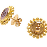 Mulberry Venetian Glass Intaglio "Tiny Horse" Stud Earrings