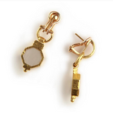 Cerulean Venetian Glass Intaglio "Donna Putto" Double-Banded Cheerio Drop Earrings