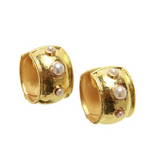 Curved Wide Hoop Earrings with pearls