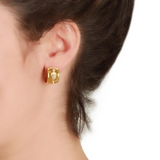 Curved Wide Hoop Earrings with pearls