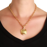 Gold Cushion "Queen Bee" Pendant with Diamonds