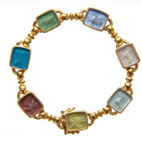 Pastel Venetian Glass Intaglio "Zoo" Link Bracelet With Celtic connectors and Box Clasp