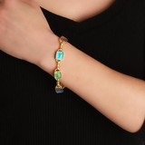 Pastel Venetian Glass Intaglio "Zoo" Link Bracelet With Celtic connectors and Box Clasp