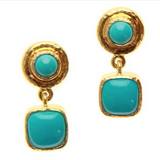 Round and swinging cushion Sleeping Beauty Turquoise earrings