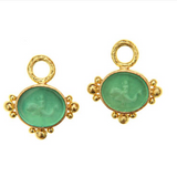Nile Venetian Glass Intaglio "Dolphin" Earring Charms with gold dots