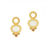 Oval cabochon pink tourmaline earring charms