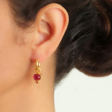 Oval cabochon pink tourmaline earring charms